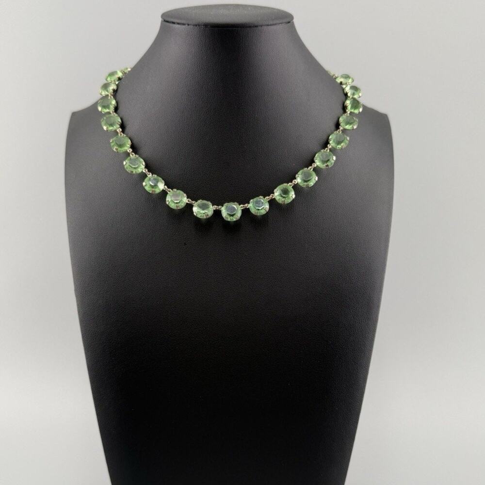 Antique Art Deco Mixed UV Reactive Glass Rivière Necklace Uranium Manganese UV